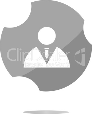 icon button with businessman inside, isolated on white