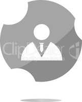 icon button with businessman inside, isolated on white