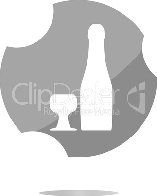 icon with bottle and cup, web button isolated on white