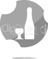 icon with bottle and cup, web button isolated on white