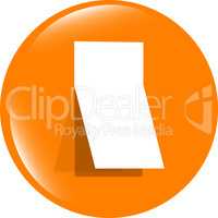 Blank sticker with curled corner on web icon (button)
