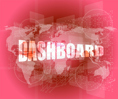 dashboard word on digital binary touch screen