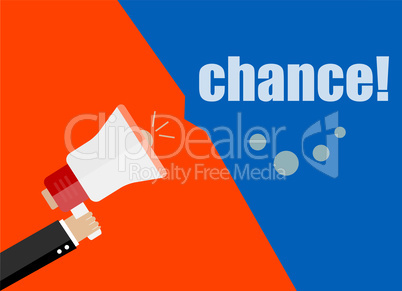 Chance. Flat design business concept Digital marketing business man holding megaphone for website and promotion banners.