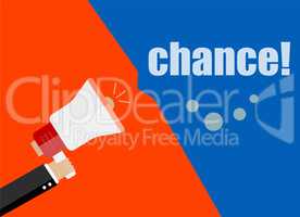 Chance. Flat design business concept Digital marketing business man holding megaphone for website and promotion banners.