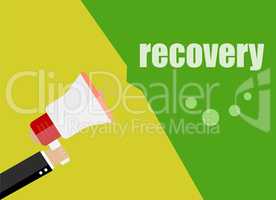 Recovery. Flat design business concept Digital marketing business man holding megaphone for website and promotion banners