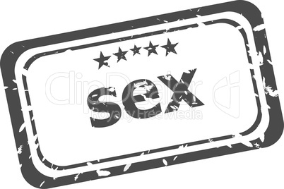 sex word on rubber Stamp over a white background