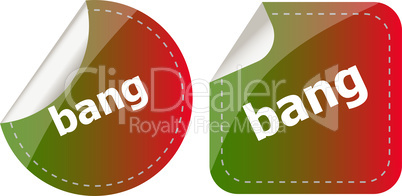 bang word on stickers button set, business label