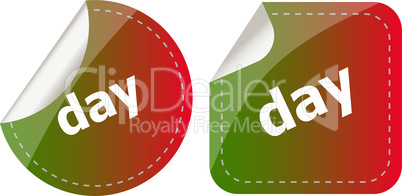 day word stickers web button set, label, icon