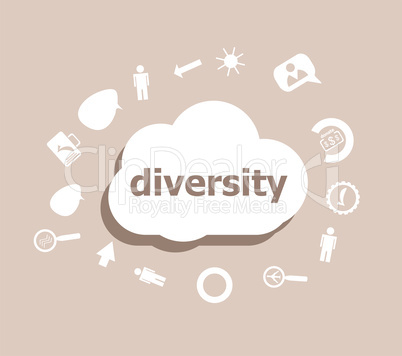 Text Diversity. Business concept . Icons set for cloud computing for web and app