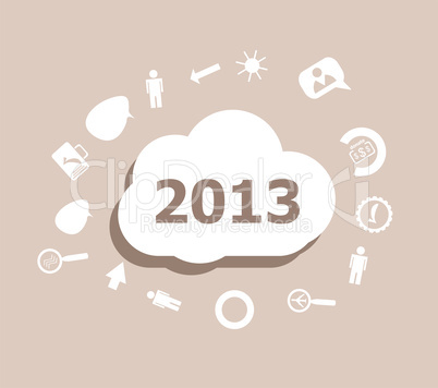 Text 2013. Time concept . Icons set for cloud computing for web and app