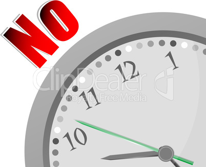 Text No. Education concept . Color word and modern clock on white