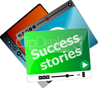 Success Stories. Video media player set for web, minimalistic design