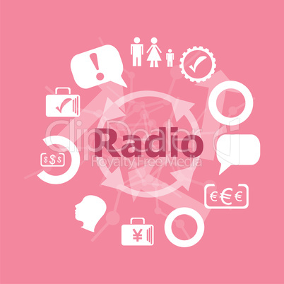 Text Radio. Business concept . Icons set. Flat pictogram. Sign and symbols for business, finance, shopping, communication, education