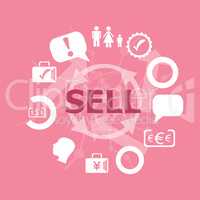 Text Sell. Business concept . Set of flat icons for mobile app and web