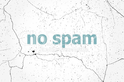 Text No spam. Security concept . Painted blue word on white vintage old background