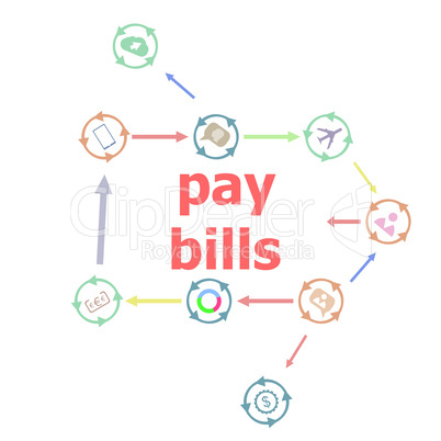 Text pay bill . Business concept . Linear Flat Business buttons. Marketing promotion concept. Win, achieve, promote, time management, contact