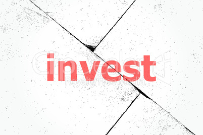 Text Invest. Business concept . Closeup of rough textured grunge background