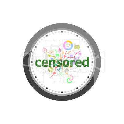 Text Censored. Social concept . Set of modern flat design concept icons for internet marketing. Watch clock isolated on white background