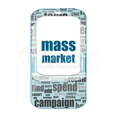 mass market Text. Business concept . Detailed modern smartphone isolated on white
