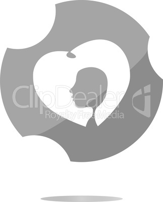 icon with heart and woman head . Flat sign isolated on white background