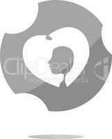 icon with heart and woman head . Flat sign isolated on white background