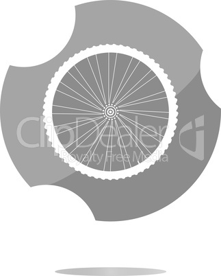bike wheels glossy web icon button . Trendy flat style sign isolated on white background