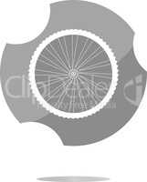 bike wheels glossy web icon button . Trendy flat style sign isolated on white background