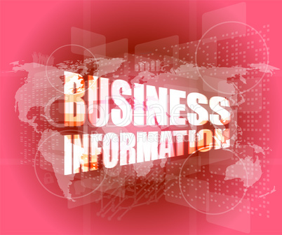 business information on digital touch screen, 3d