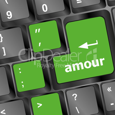Computer keyboard with amour word on enter button