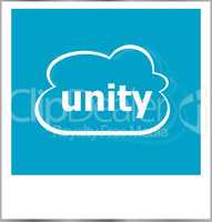unity word business concept, photo frame isolated on white