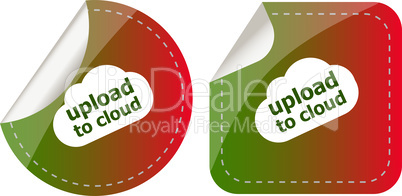 stickers label set business tag with upload to cloud word