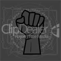 Hand symbol for black lives matter protest in USA to stop violence to black people. All black lives matter. Message for protest action. Hand vintage silhouette poster Fight for human right