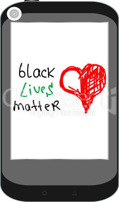 Black lives matter slogan. Hand drawn hearts. Anti racism and racial equality and tolerance banner. All lives matter. Social media template. . Smartphone