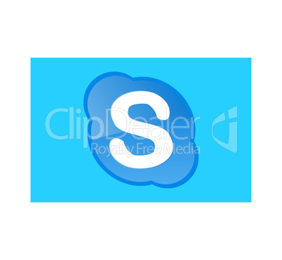 Skype logotype on white background. Skype is a telecommunications application software developed by Microsoft. Skype app . Kharkiv, Ukraine - June 15, 2020