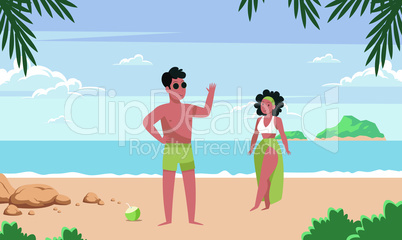 couple is enjoying on the beach