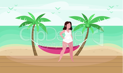 girl is relaxing on the beach