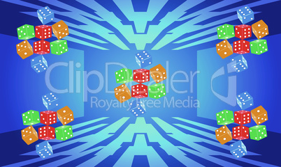 digital textile design of rainbow dices on abstract background