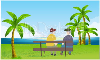 old couple sitting in a garden