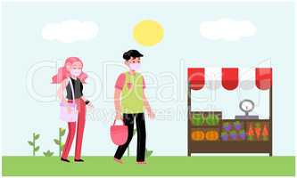 Couple is going to market for shopping