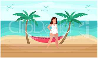 girl is relaxing on the beach