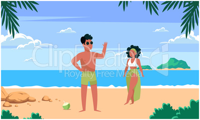 couple is enjoying on the beach