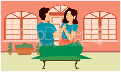 couple hugging and dancing at home