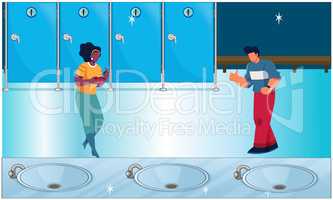 couple dancing in a washing area