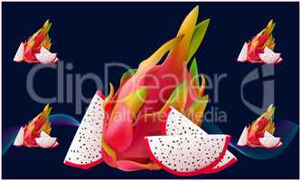 realistic Dragon fruit on abstract background