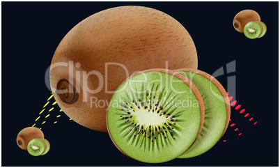 realistic kiwi fruit on abstract background