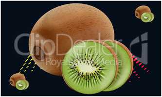 realistic kiwi fruit on abstract background