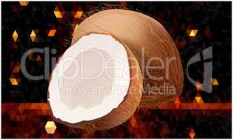 realistic coconut fruit on abstract background
