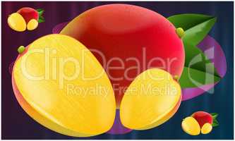 realistic mango fruit on abstract background