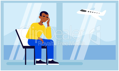 a man is sitting sad at the airport