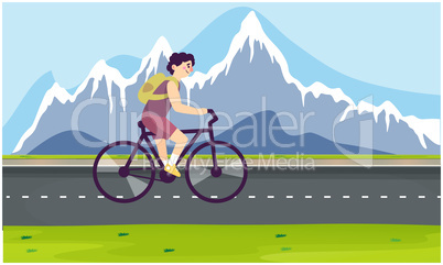 boy is riding bicycle on the roads